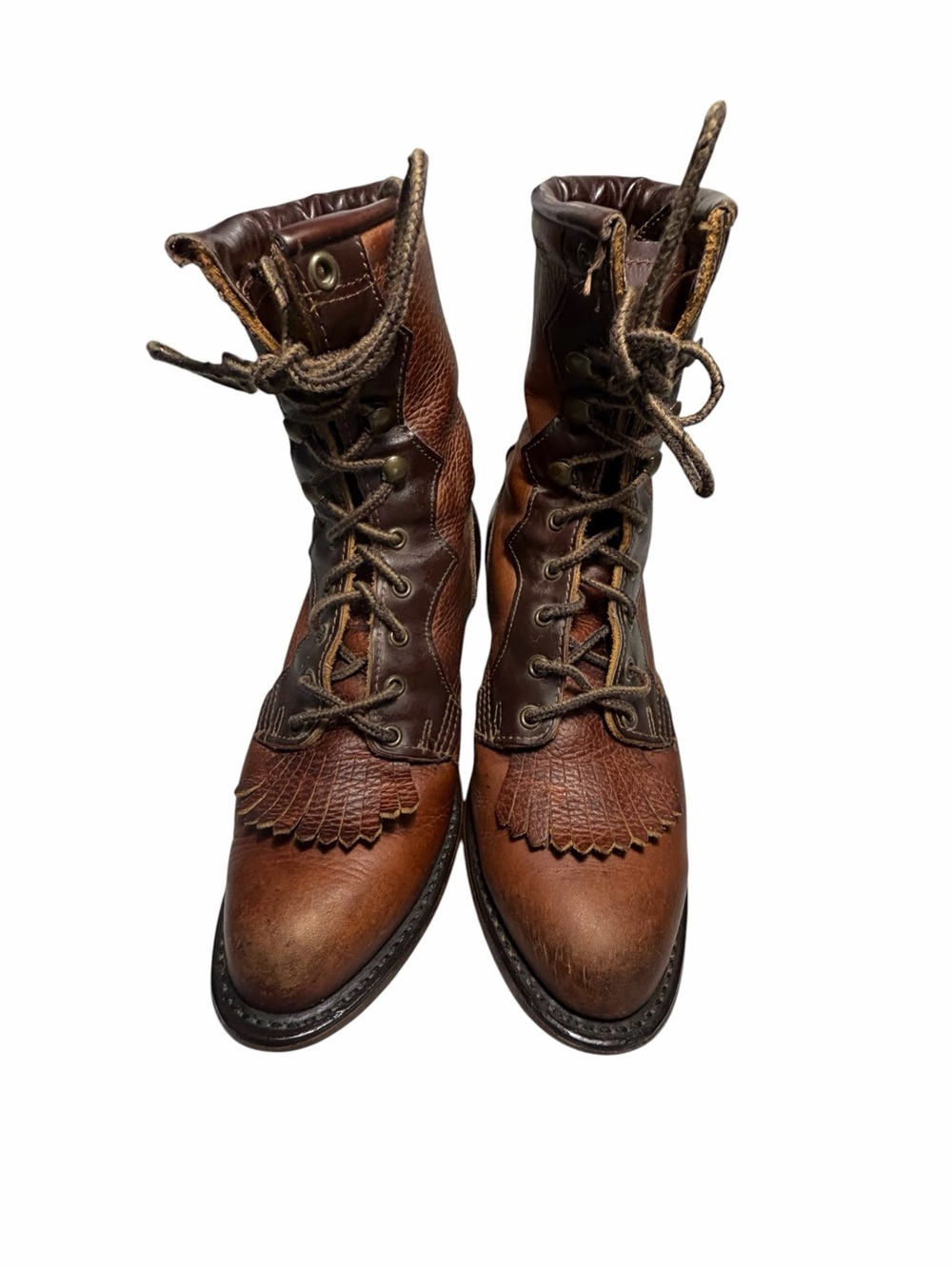 Vintage BILTRITE Leather Lace-Up Brown Roper Boots Sz 7